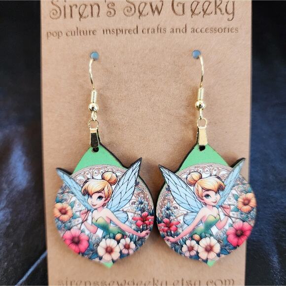 Tinkerbell Floral Fairy Earrings Disney - Picture 3 of 4